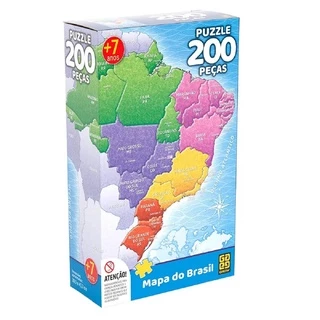 Puzzle Quebra Cabeça 200 Peças Mapa Do Brasil 03936 - Grow