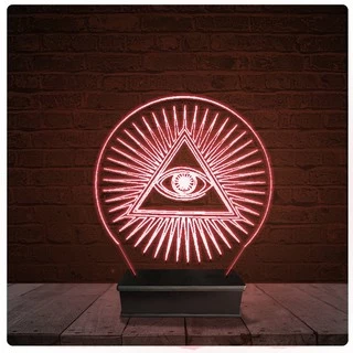 Abajur Luminária Acrílico Led - Maçonaria Olho Que Tudo Vê