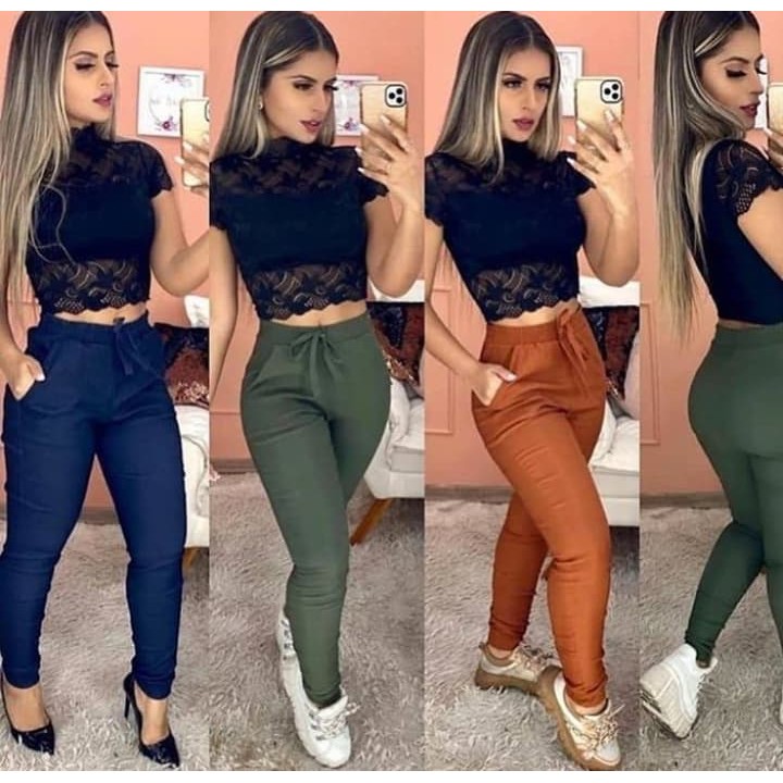 Calça Jogger Preta Feminina - Calça Feminina Preta Cintura Alta