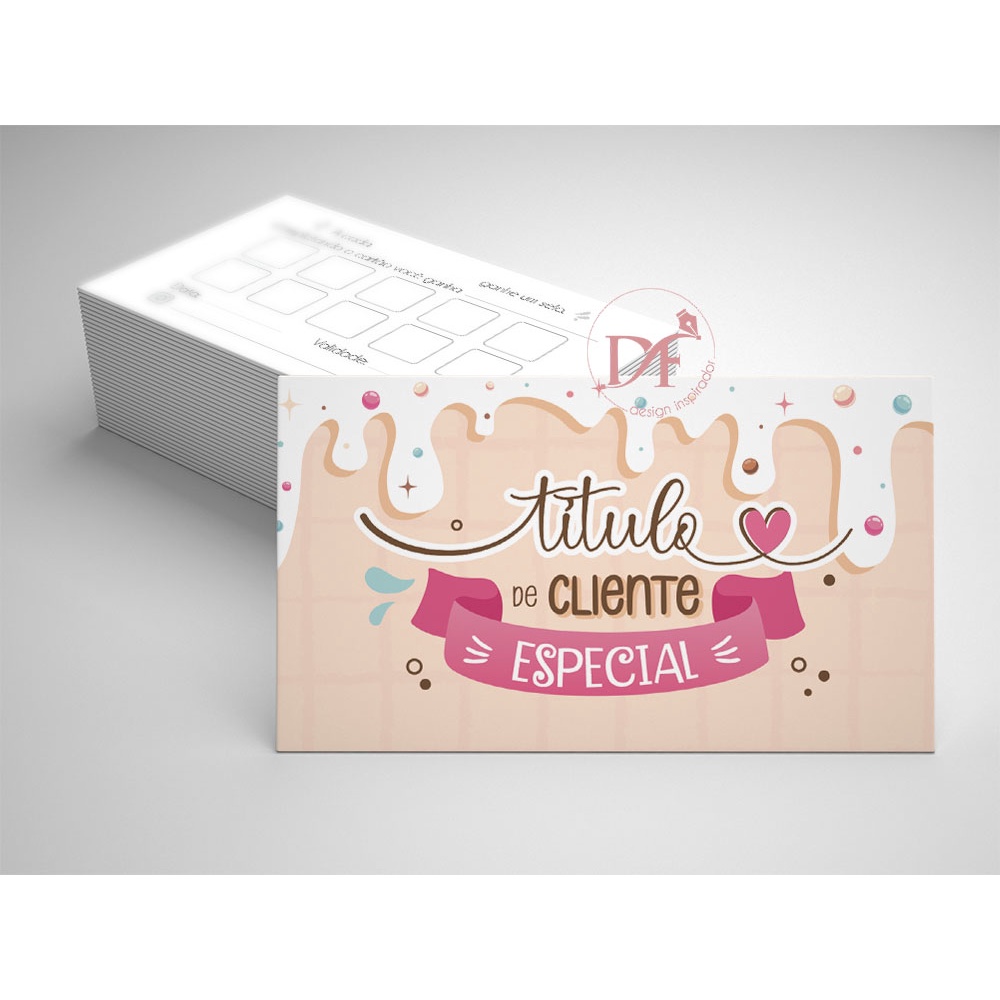 Cartões Fidelidade Doceria - 50 ou 100 unid. - 9x5cm
