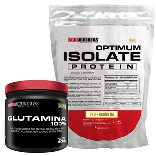 Kit Optimum Isolate Whey Protein 2kg, Glutamina 500g - Bodybuilders
