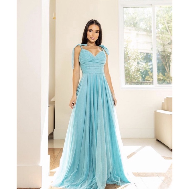 Vestido azul tiffany para 2024 madrinha