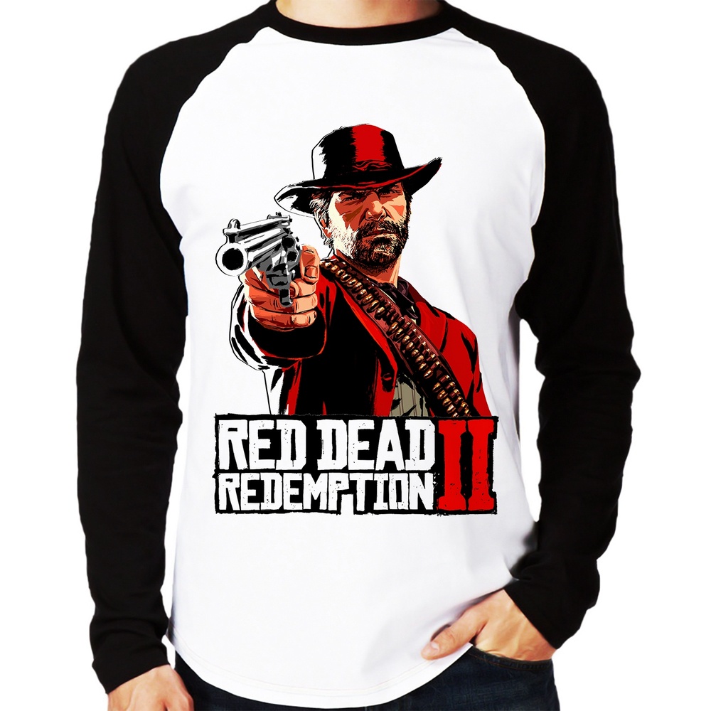 Camiseta Raglan Red Dead Redemption II Arthur Morgan Manga Longa