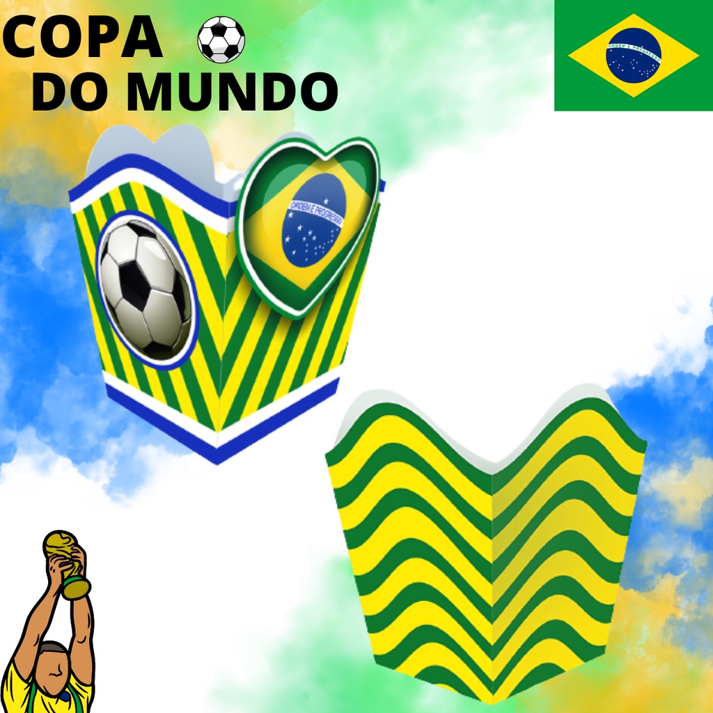 Kit 30 Cachepot Enfeite Mesa Copa do Mundo Festa Decoração Brasil Torcida Cachep