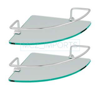 KIT 2 Porta Shampoo De Canto Cromado Com Base De Vidro Banheiro lavabo cozinha