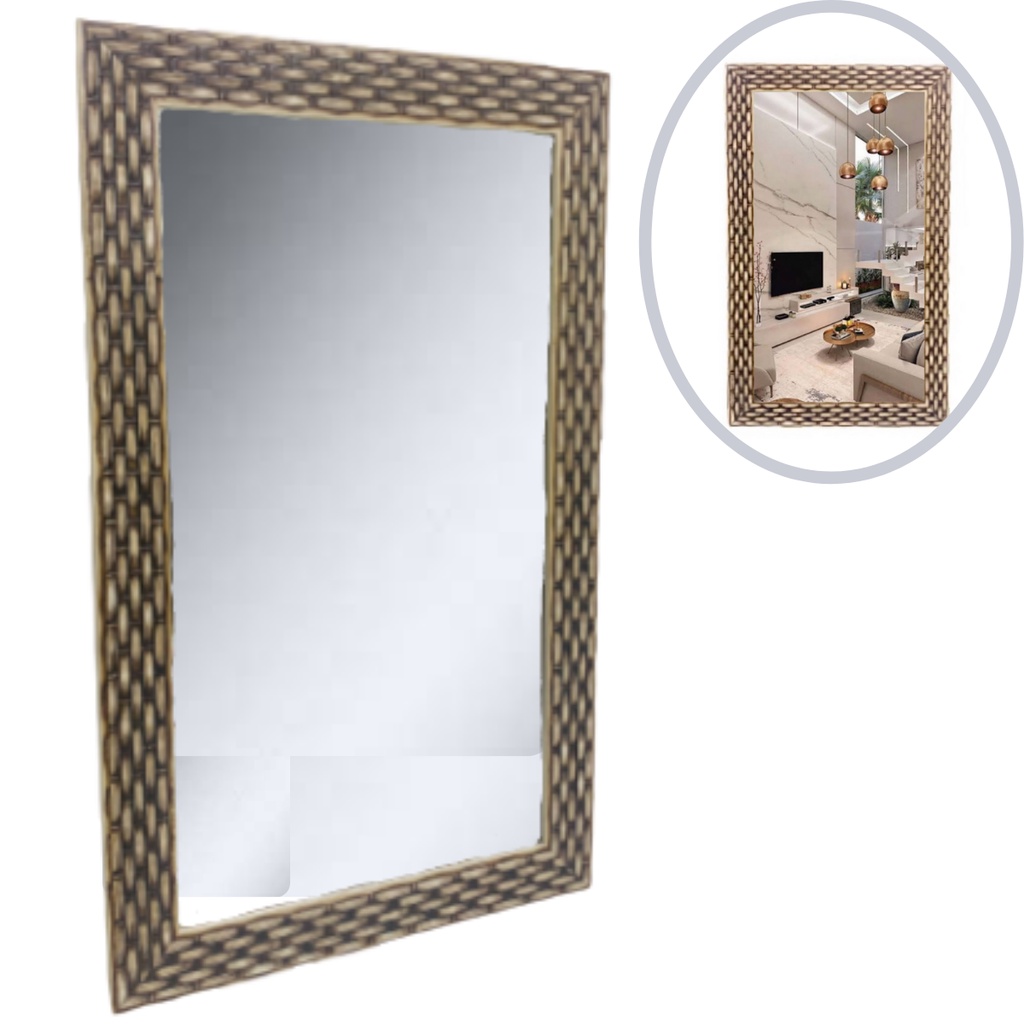Espelho De Parede Decorativo De Ambiente Moldurado Em Madeira 43x43 e ...