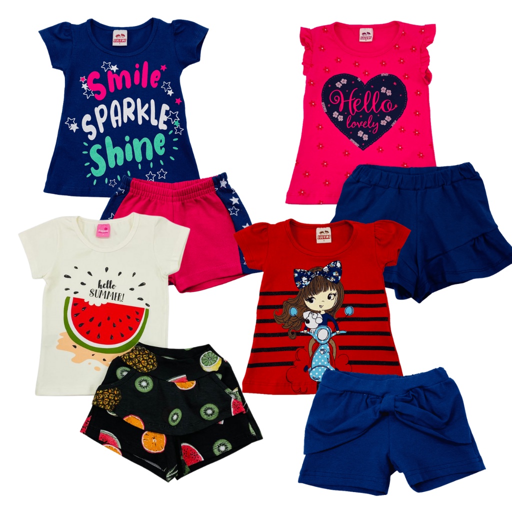 Kit 8 Peças Roupa Infantil menina 1 A 10 anos | Shopee Brasil