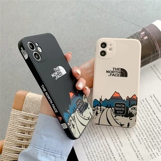 The North Face Capa De Silicone Macia Para iPhone 14 Pro Max 13 12 11 XR Proteção Da Lente 6 7 8 Plus A Impressão Do Padrão Pattern