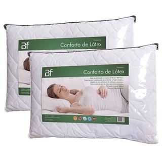 Kit 2 Travesseiros Conforto Látex Hipoalérgico Capa 180 Fios BF Colchões