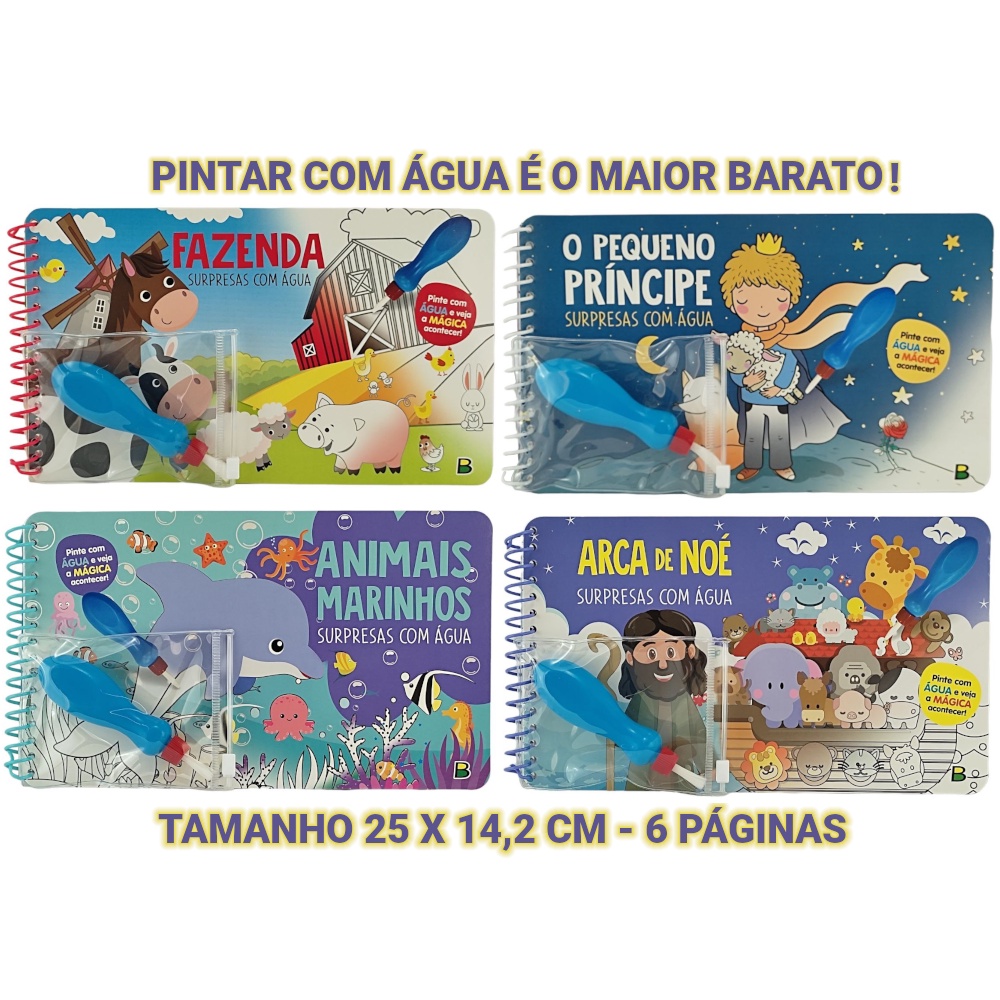 Livro Para Pintar Com Água - Supresas Em Cada Página -Tamanho 25 x 14,2 ...