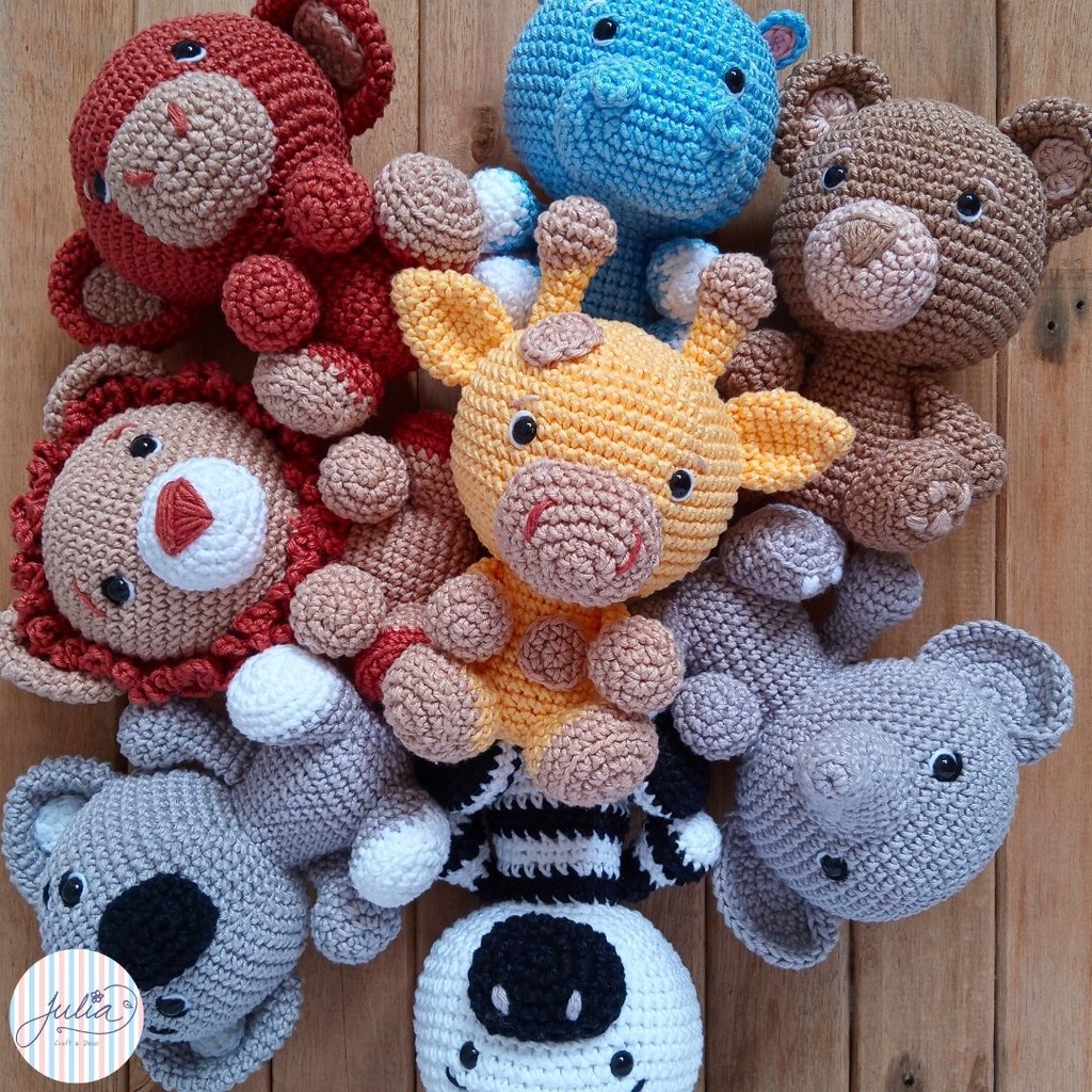 Safari Baby amigurumi faça seu kit varios bichinhos Girafa, Elefante, Zebra, Leão ou Leoa, rapoza, macaco, coala, unicorni, panda crochê pelúcia boneca menina boneco menino porta maternidade