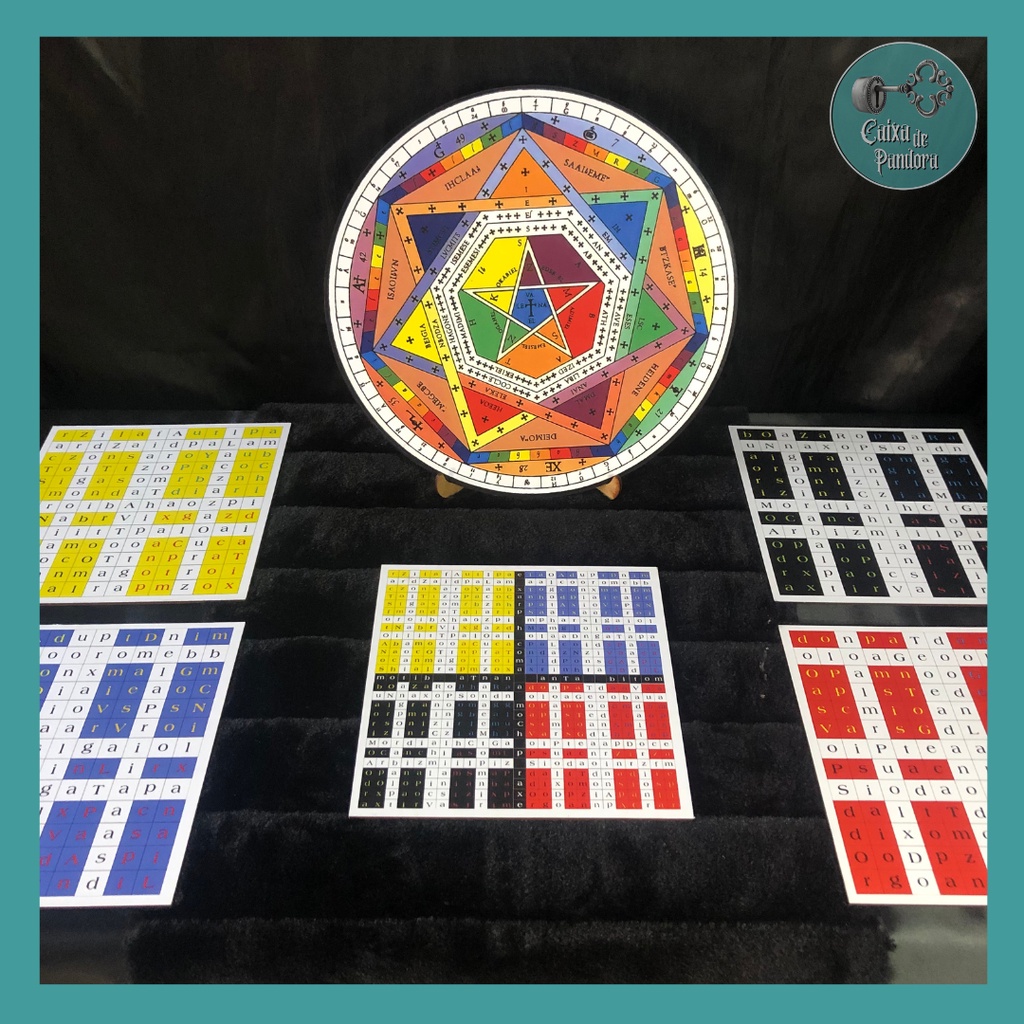 Kit de Magia Enochiana | 5 Tábuas Elementais + Sigillum Dei Aemeth | Enochiano