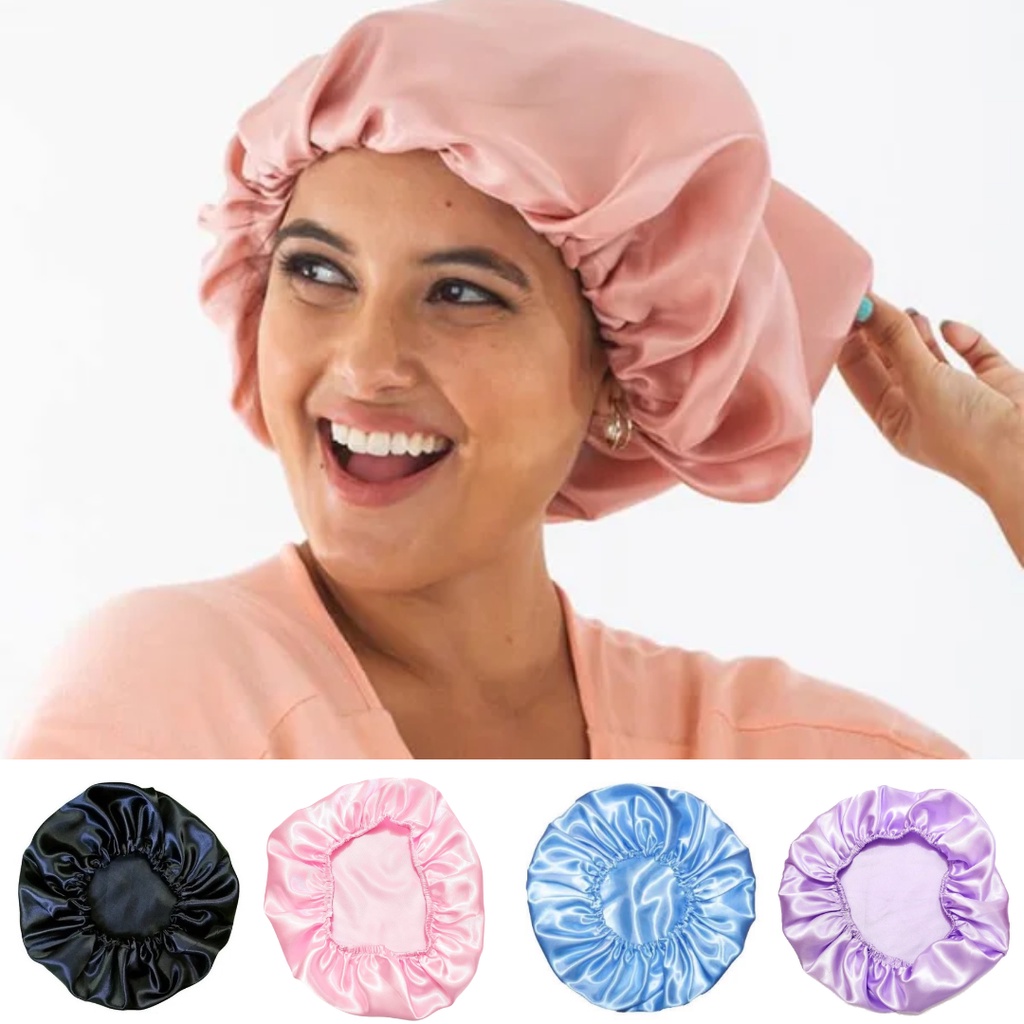 Toca Touca de Cetim Seda Anti Frizz para Dormir Cabelo Femenino ...