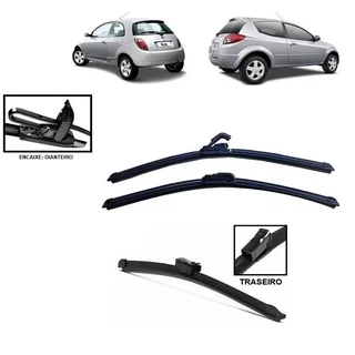 Kit 3 Palhetas Limpador Parabrisa Diant+tras Ford Ka 02 A 09