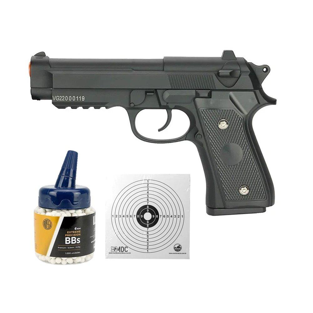 Pistola de Airsoft PT92 V22 Full Metal Spring 6mm - Vigor +