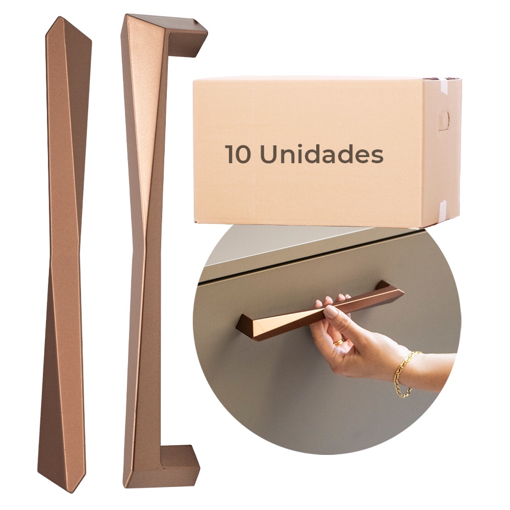 10 Puxadores Para Armario P/ Gaveteiro Comoda Gliss 192mm