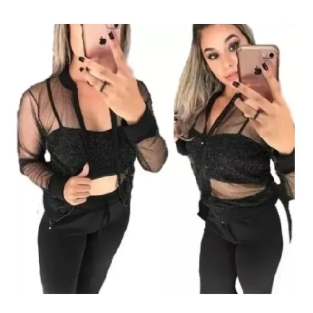 Bomber transparente sale com brilho