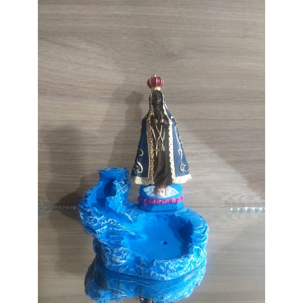 Incensário Cascata Com N. Sra. Aparecida 12cm Em Resina