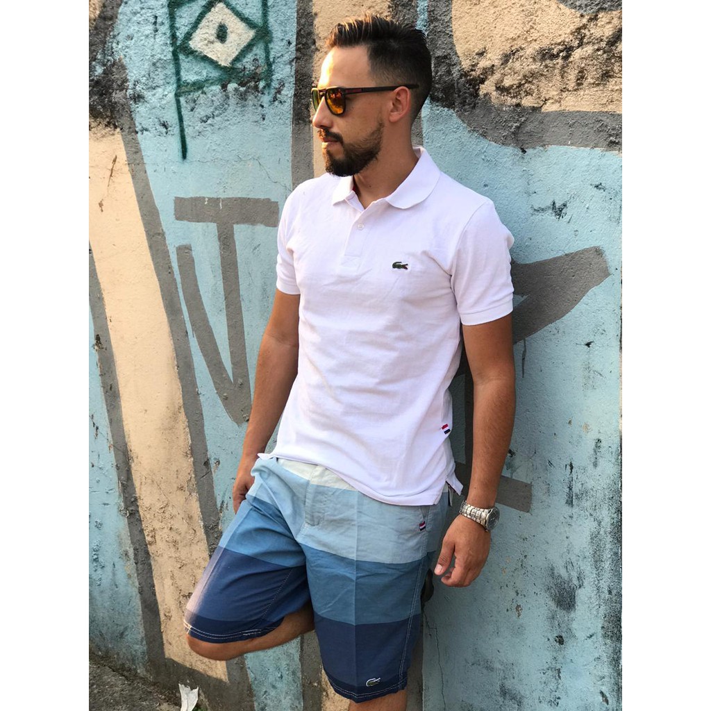 Camisa Polo Masculina Branca Roupa em Algodão Casual
