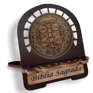 Porta Biblia São Bento Gravado Madeira M 26 x 21,5