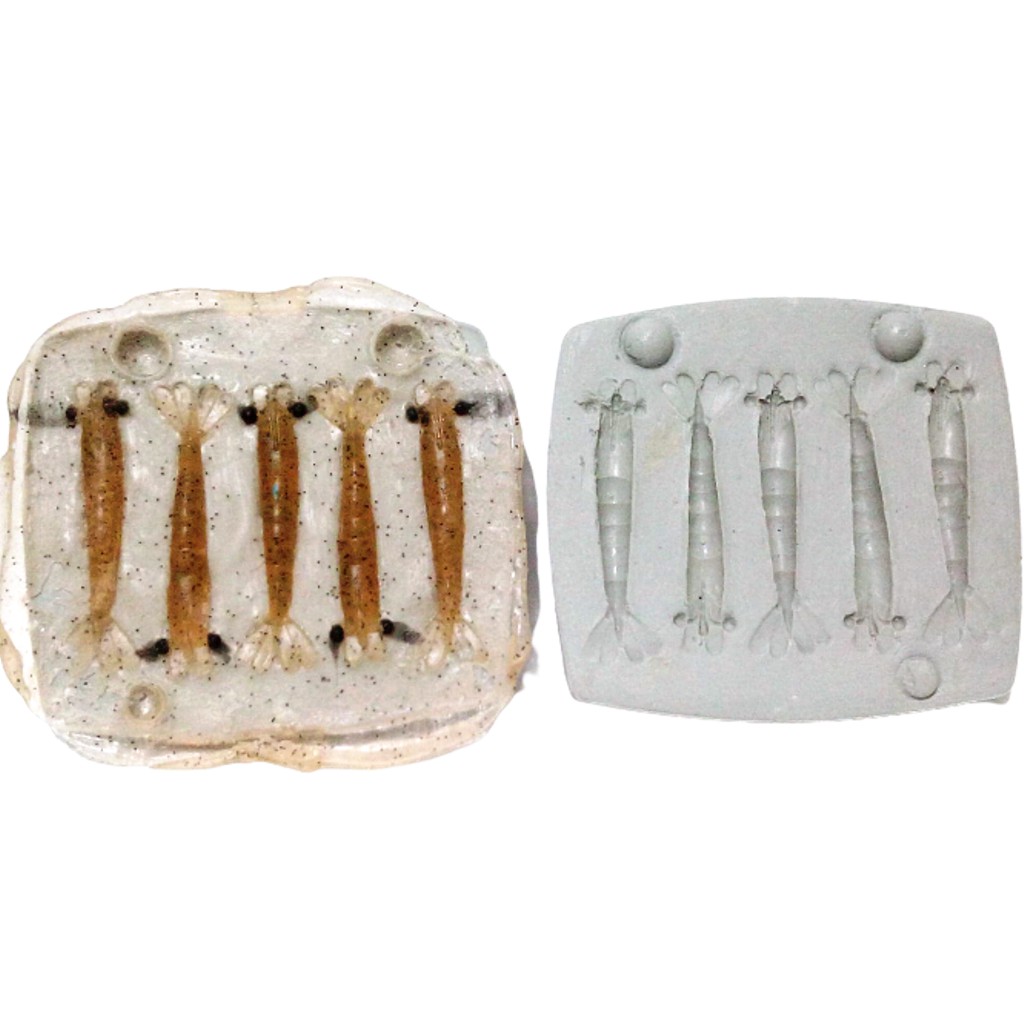 Forma Molde Para Fazer Isca Artificial Camarão de Silicone 6,5cm Para Pesca