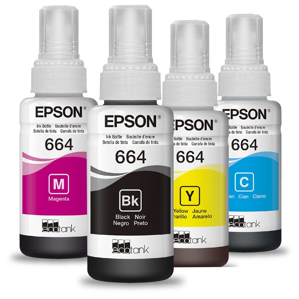 Kit 4 Refil De Tinta 664 Para Impressora Epson L110 L120 L200 L210 L220 L300 L310 L350 L380 L355 5216