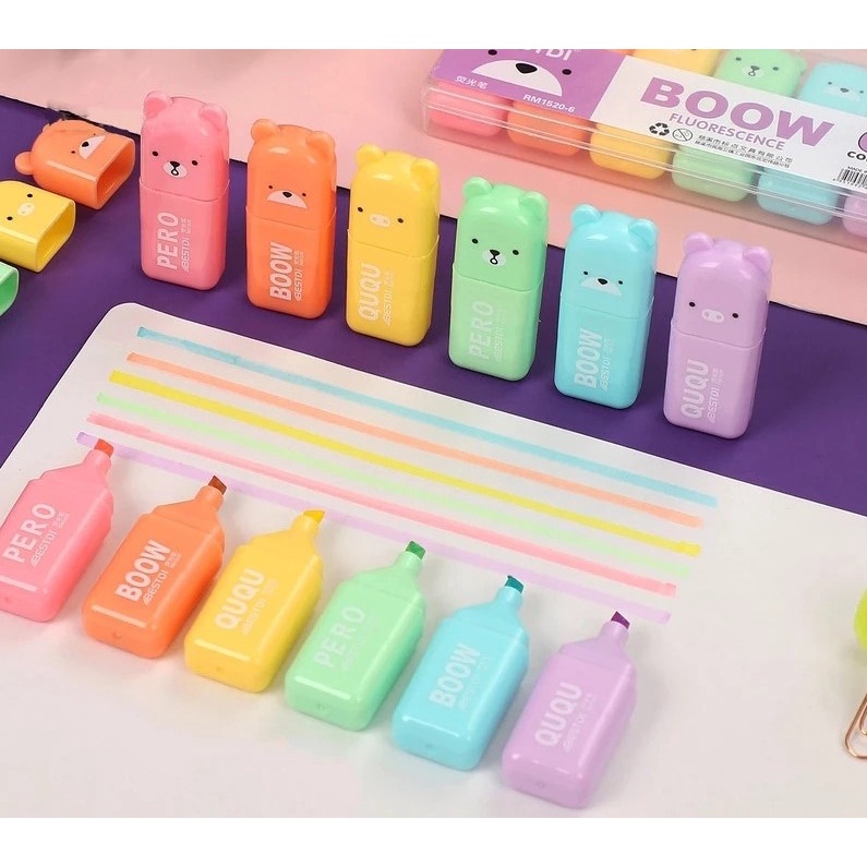 Marca texto bichinhos BOOW com estojo | Shopee Brasil