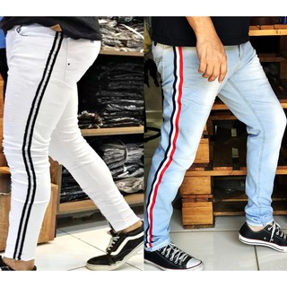 Calça preta com listra best sale lateral masculina