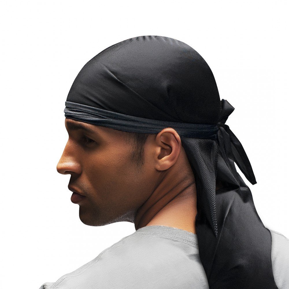 Bandana Durag Preta Tug Touca 360waves Dureg Hiphop Rapper