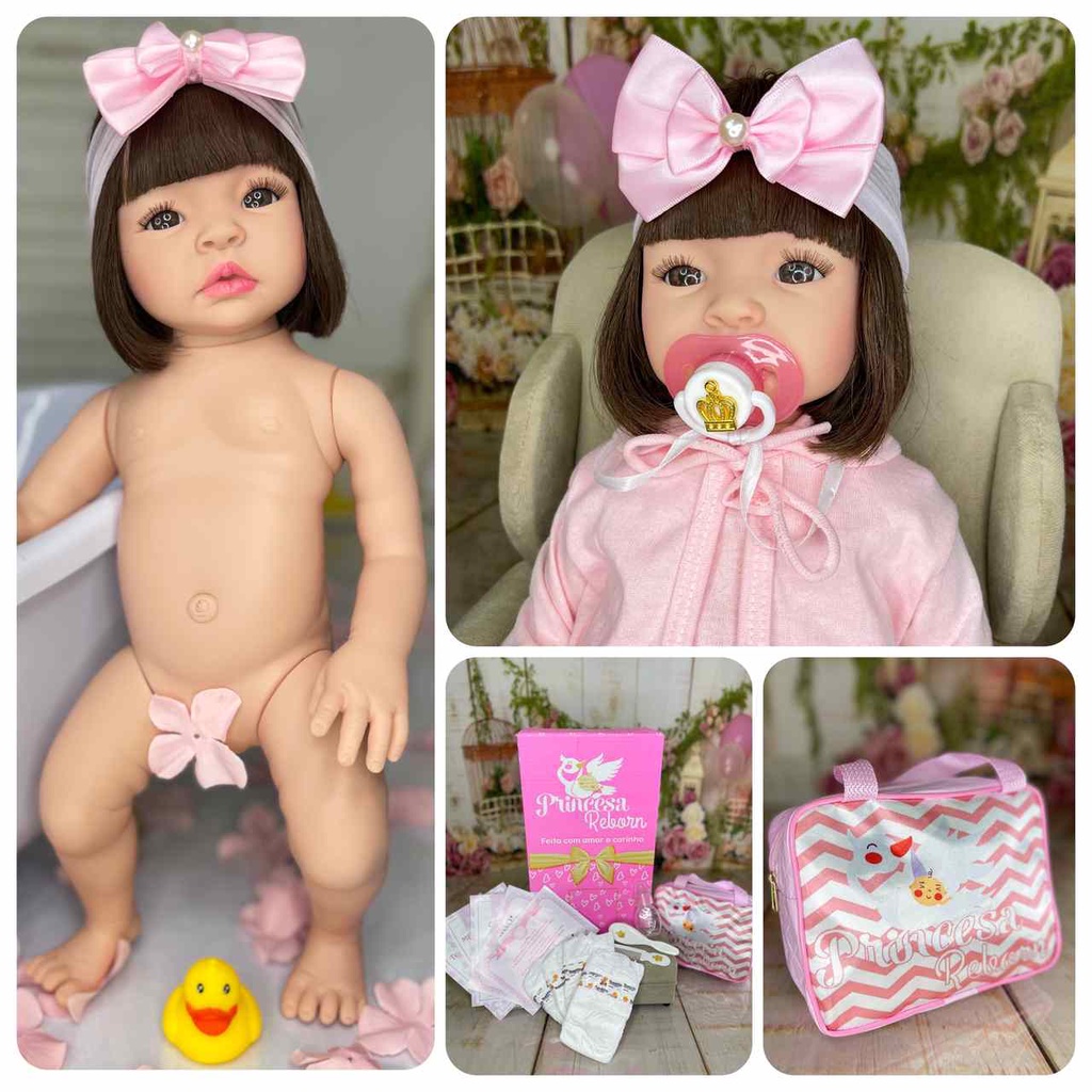 Boneca Bebê Reborn Realista 16 Itens Linda Bolsa Maternidade