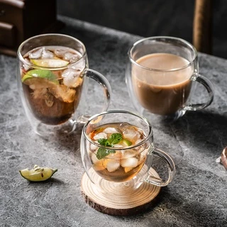 Copo De Vidro Transparente Whiskey Leite Chá Cerveja Duplo Criativo Resistente Ao Calor Café Espresso Cocktail Vodka Bebidas Para Canecas De Vinho