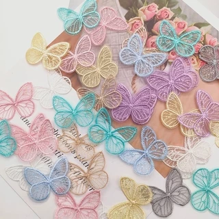 18 Pçs / Lote 4.5x3.5 cm Borboleta Malha Bordado Pano Patches Apliques Para Roupas Suprimentos De Costura Diy Acessórios De Cabelo Clipe