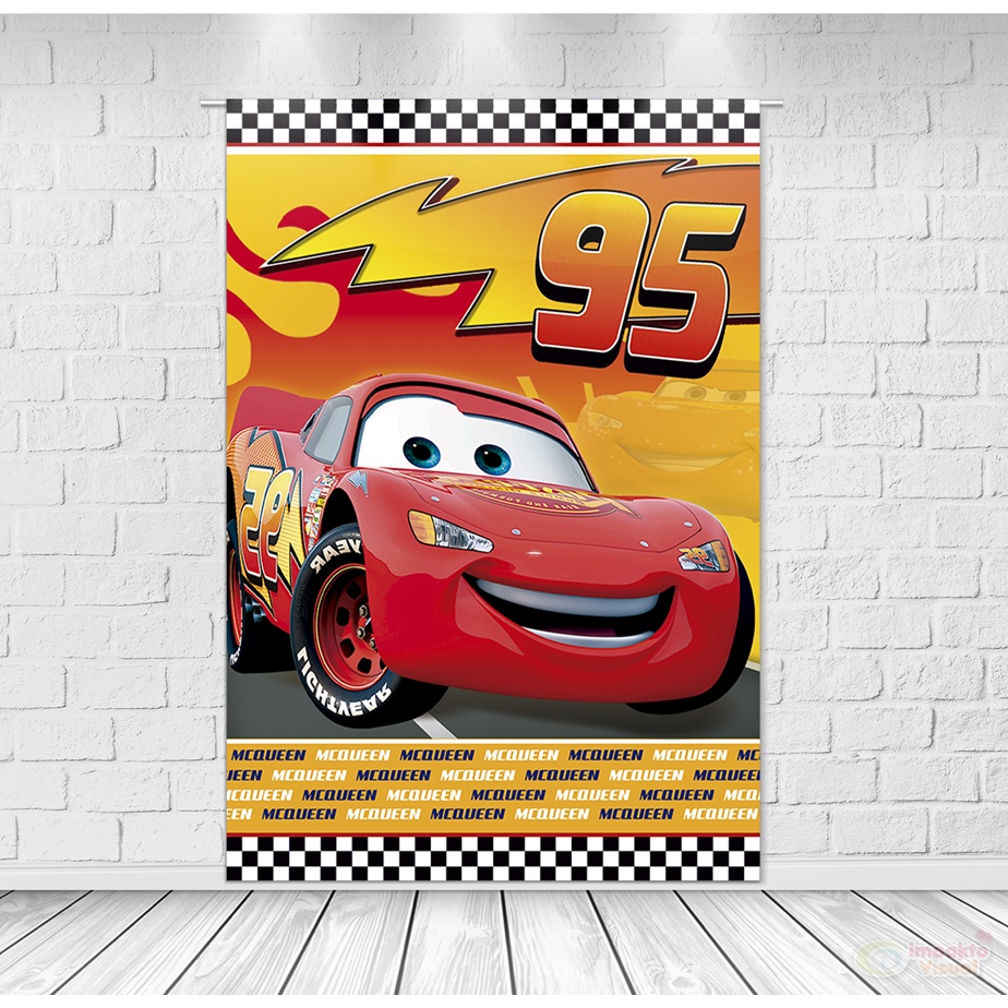 Painel Decoração Retangular Tecido Sublimado mc queen relâmpago mcqueen ...