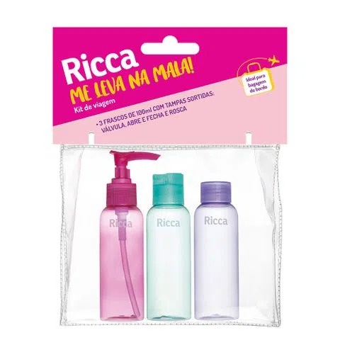 Conjunto com 3 Frascos de Viagem 100ml Ricca - Porta Shampoo ...