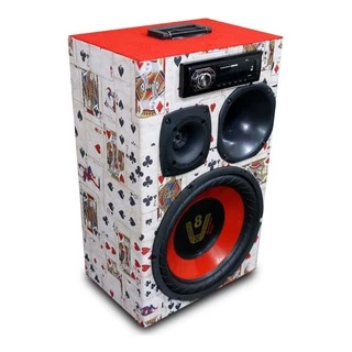 Caixa Ativa Radio Bluetooth Usb Residencial + Modulo Taramps - Bob Compet Cartas Vermelha
