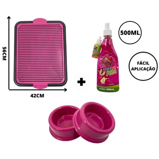 Kit Sanitário Canino Pet + Educador Xixi Pode Xixi Não Pode + Comedouro Cachorro Gato Promoção