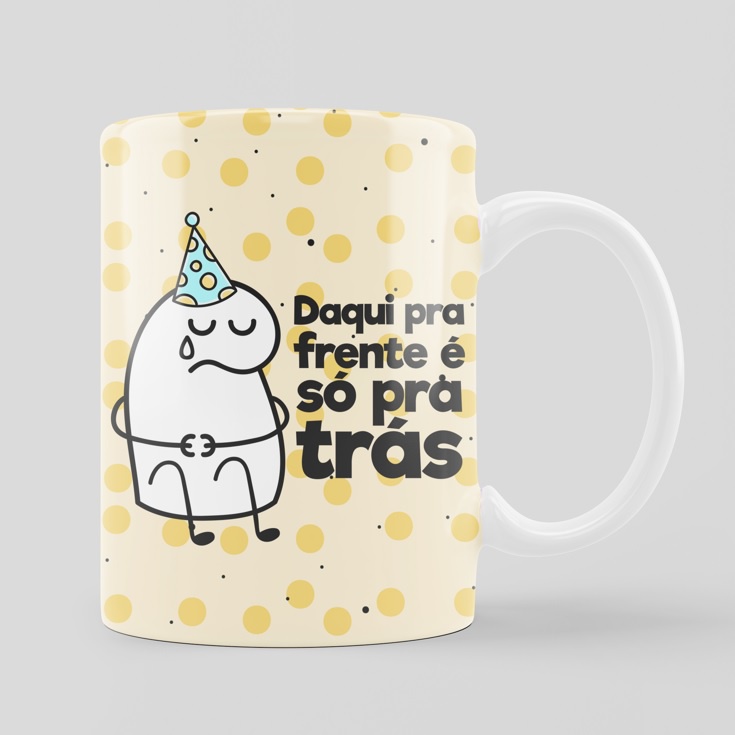 Caneca Porcelana a Flork Meme Feliz Aniversario Felicidades