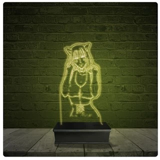 Led Luminária Acrílico Abajur - Menina Anime E-girl