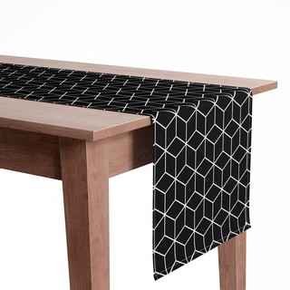 Caminho de mesa decorativo hexágonos preto