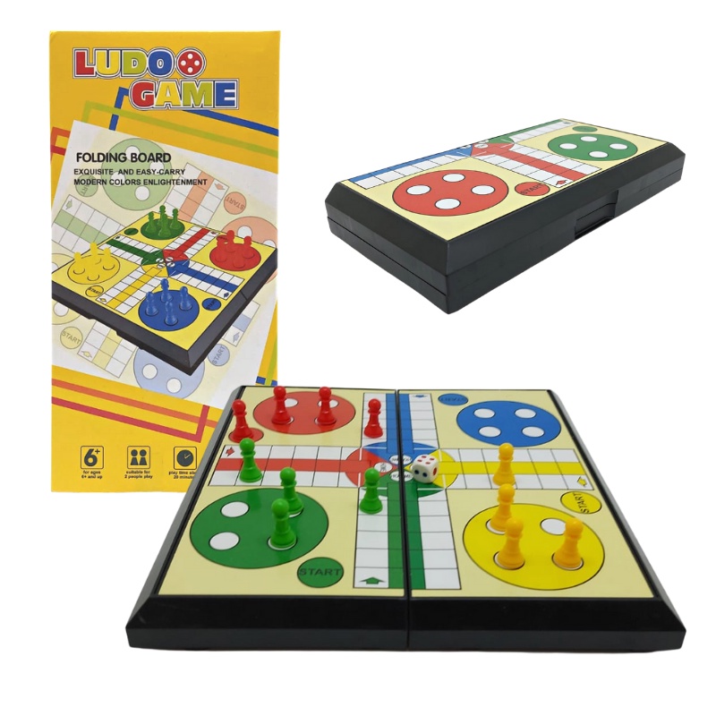 Jogo Ludo Tabuleiro Estojo Dobrável Plástico