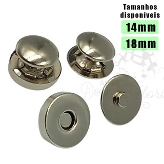 (5 pares) Botão ímã magnético imantado com 2 rebites 14mm ou 18mm níquel