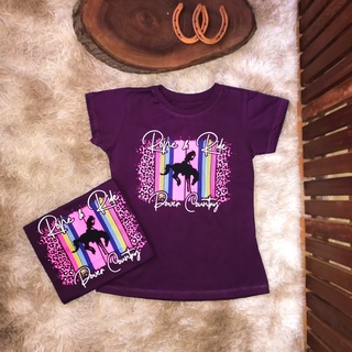 T-shirt Blusa Country Roxa Babylook Feminina Cowgirl