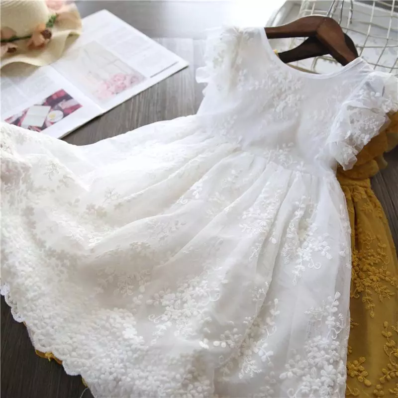 Vestido Tutu Branco Elegante De Princesa Festa De Aniversário Infantil Vestidos De Verão Infantis