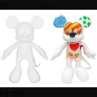 Mickey Mouse Branco Para Colorir 30 Cm + Canetinhas original Disney foto real do produto pelucia