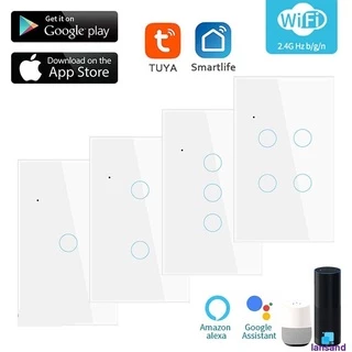 Tuya Interruptor WiFi Interruptor Inteligente de Luz de Parede Toque 1/2/3/4 Gang 100-250V Vida Inteligente LANSAND