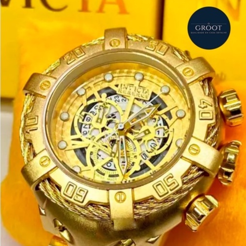 Rel Gio Masculino Invicta Thunderbolt Skeleton Linha Gold One Dourado Pulseira De A O Shopee