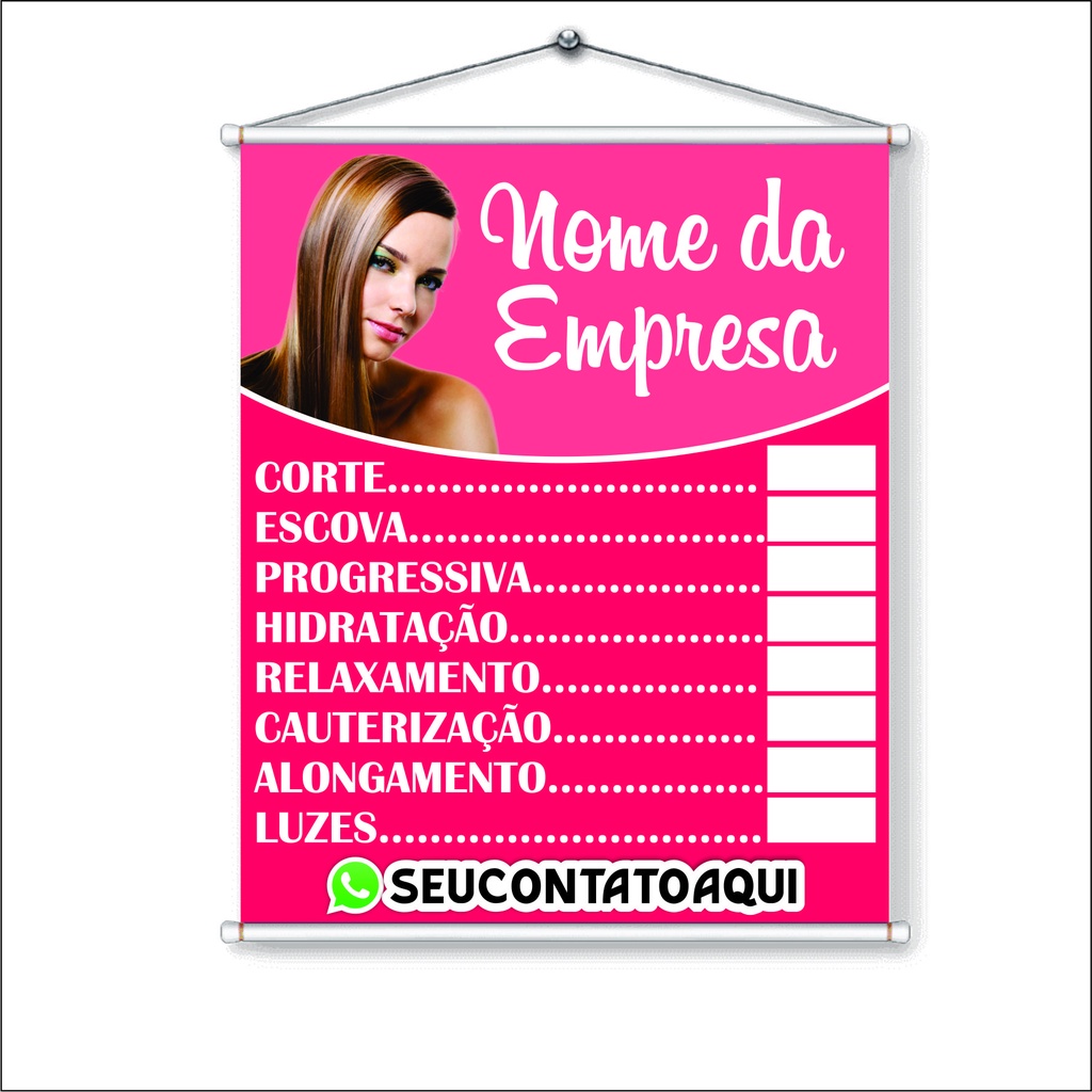 Banner Salão De Beleza Mulher Lona Serviço Branco 100x30cm - Loja