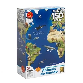 Quebra Cabeça 150 Peças Animais Do Mundo 03108 Grow