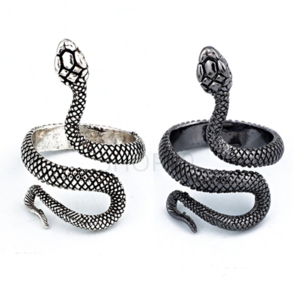 Anello Serpente Gotico In Acciaio - Design A Spirale Cobra - Taglie 5-15 - Unisex Vintage Punk - Foto 4