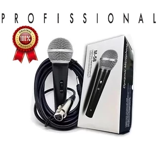 Microfone profissional dinâmico com fio M-58 Sm-58 M58 + cabo 5 metros